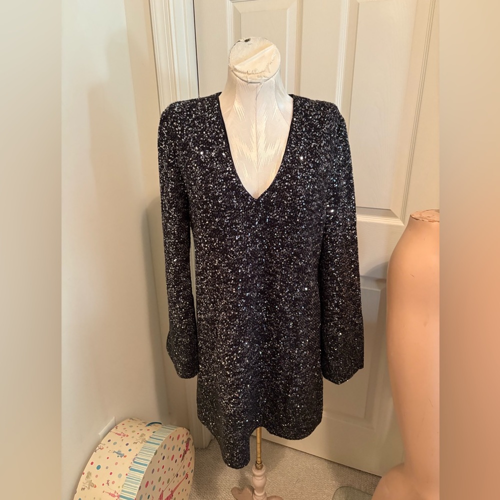 St. John Couture Black Knit Dress size 8 heavy beaded $2595